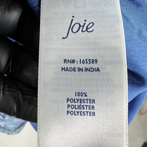 NWT Joie L Midi Dress Blue White Abstract Bohemian Balloon Sleeves Chiffon Flowy - Picture 14 of 16
